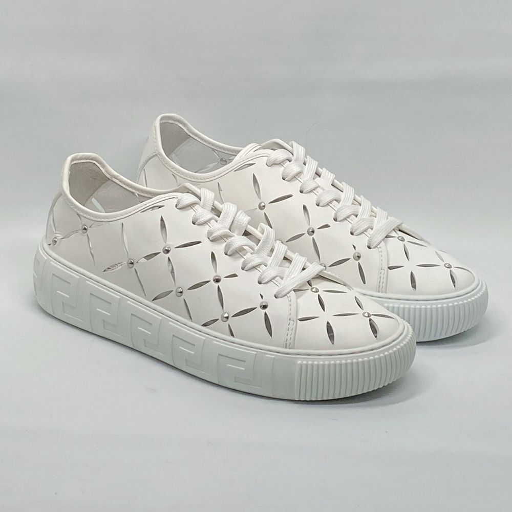 Versace Laser-Cut Low-Top Leather Sneakers size 42/us size 9